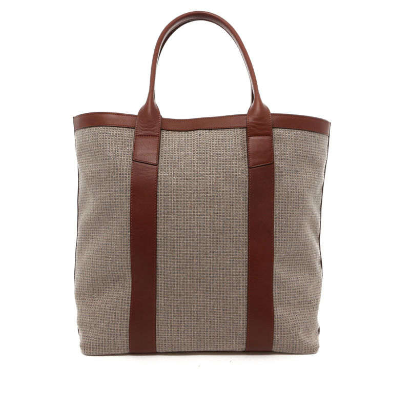 Tall Tote - Castlerock Loom/Chestnut Trim - Sunbrella in 