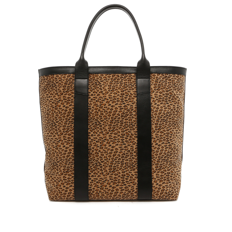 Tall Tote - Cheetah Microfiber / Black Trim - Zipper Top in 
