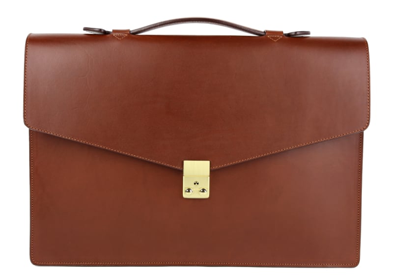 The Port Brief-Chestnut in harness belting leather