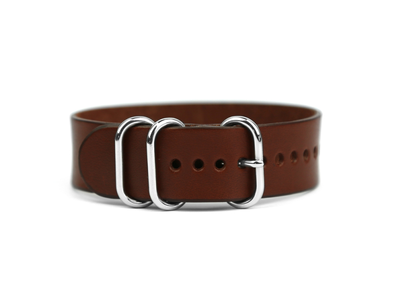20mm Leather Watch Strap-Chestnut in harness belting leather