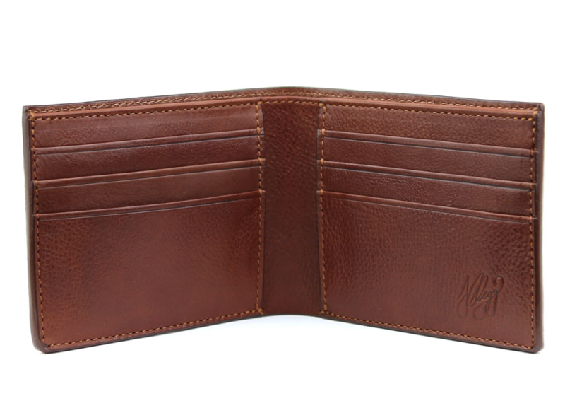 Bifold Wallet-Chestnut in smooth tumbled leather