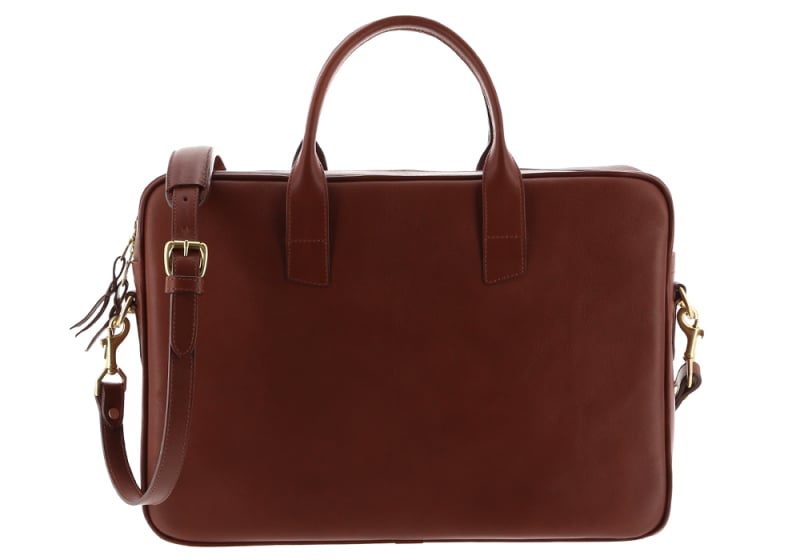 Computer Briefcase-Chestnut in smooth tumbled leather