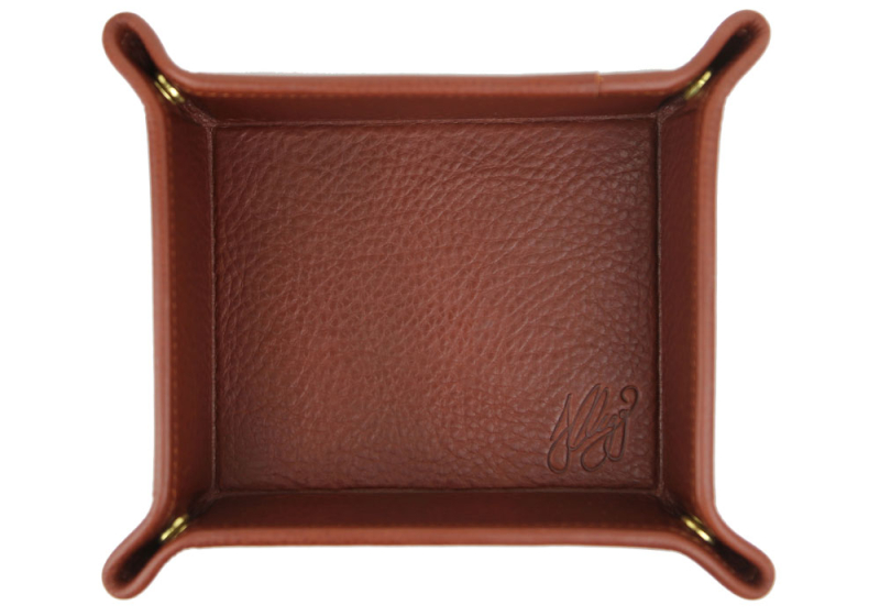 VALET TRAY-Chestnut in smooth tumbled leather