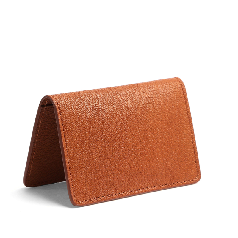 Folding Card Case-Camel in goat skin