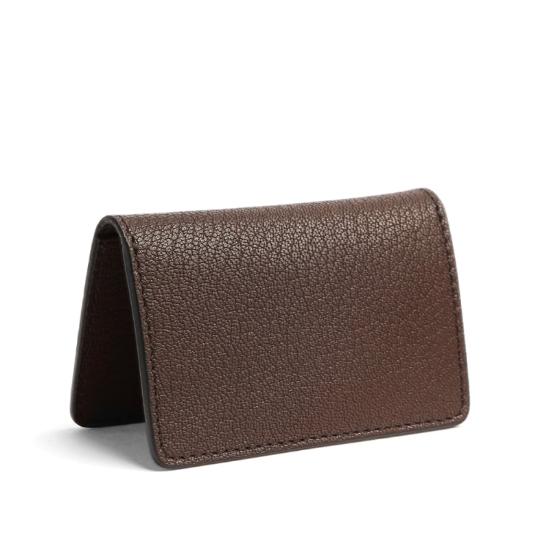 Folding Card Case-Chocolate in goat skin