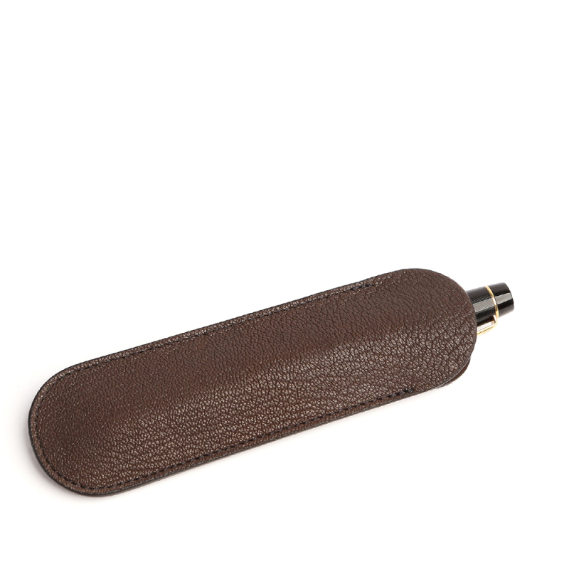 Fountain Pen Case-Chocolate in goat skin