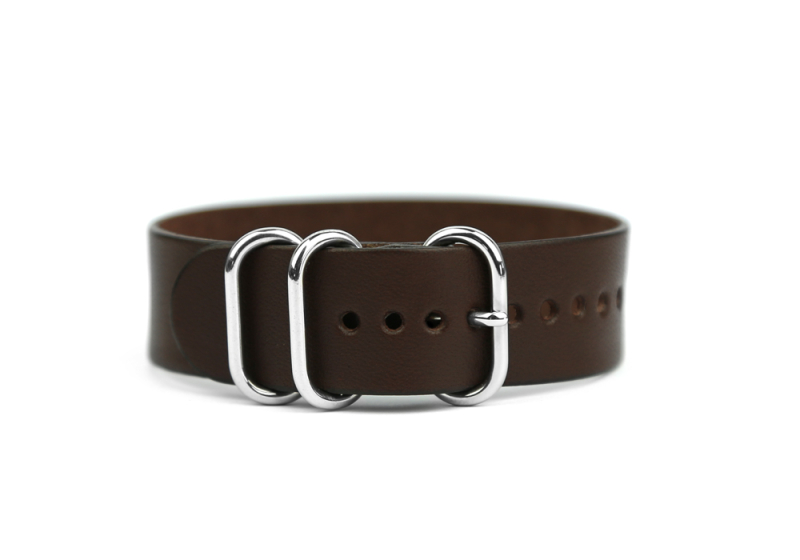 20mm Leather Watch Strap-Chocolate in harness belting leather