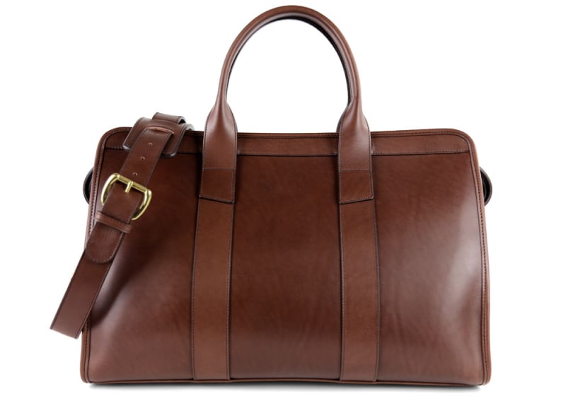 Small Travel Duffle-Lined-Chocolate in harness belting leather