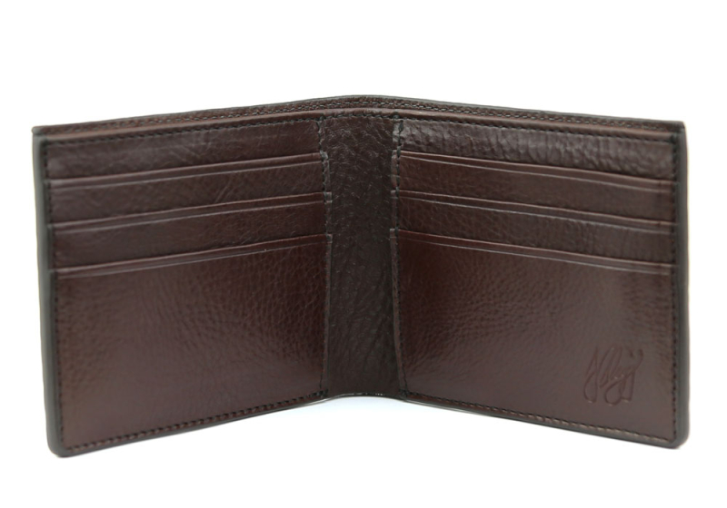 Bifold Wallet-Chocolate in smooth tumbled leather