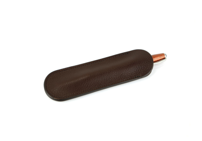 Fountain Pen Sleeve -Chocolate in smooth tumbled leather