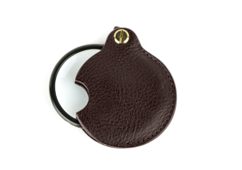 Pocket Magnifying Glass-Chocolate in smooth tumbled leather
