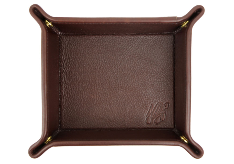 VALET TRAY-Chocolate in smooth tumbled leather