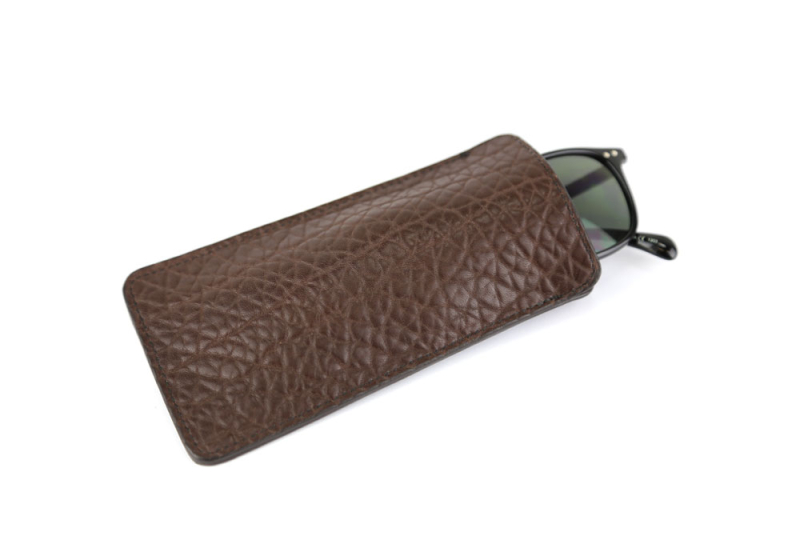 Eye Glass Case-Chocolate in shrunken grain leather