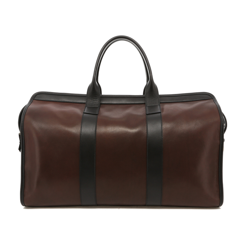 Signature Travel Duffle - Chocolate/Black Trim - Soft Tumbled Leather in 