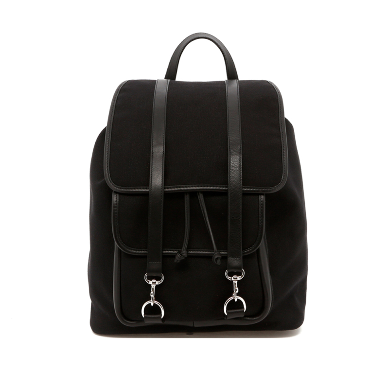 Classic Backpack - Black - Charcoal Herringbone Interior - Canvas in 