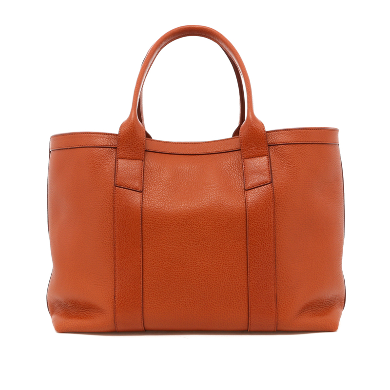 Large Working Tote - Cognac - Sky Blue Interior - Pebbled in 