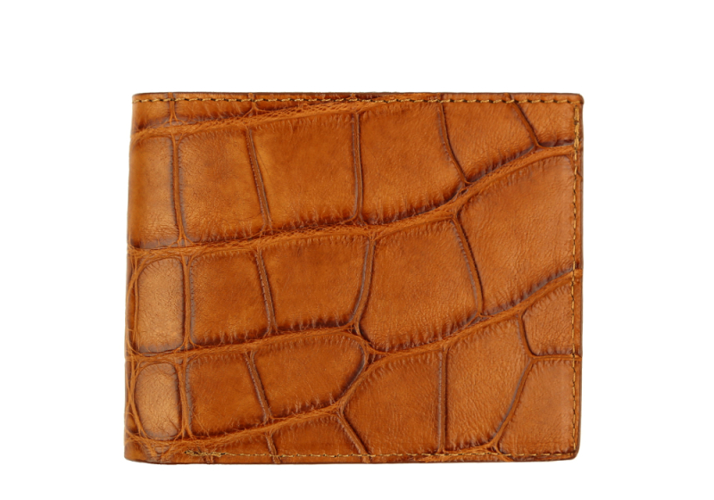 American Alligator Bifold Wallet-Cognac in american alligator