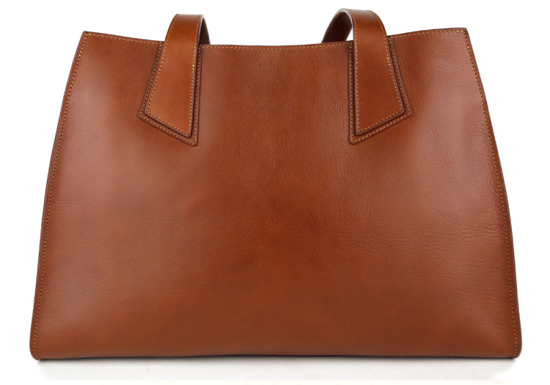 Elle Tote Bag-Cognac in smooth tumbled leather