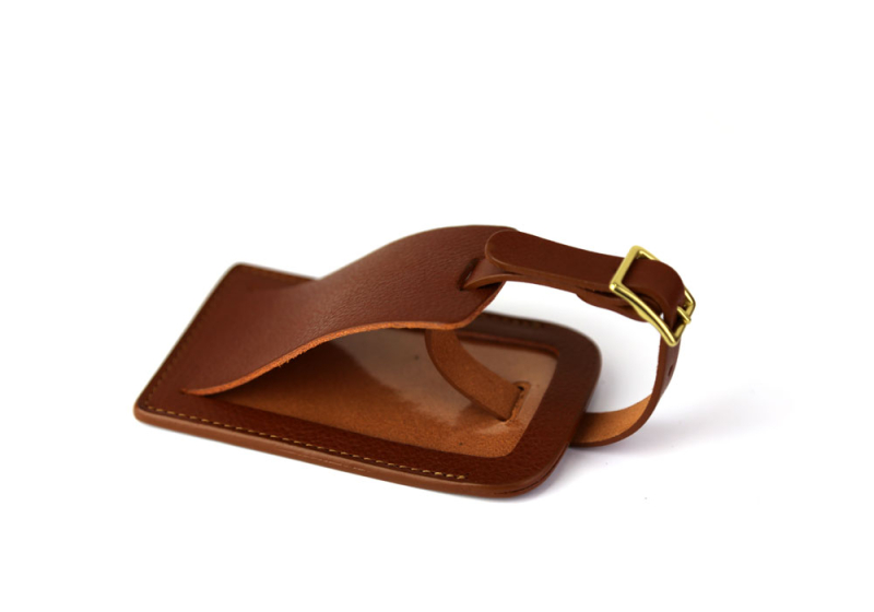 Luggage ID Tag-Cognac in smooth tumbled leather