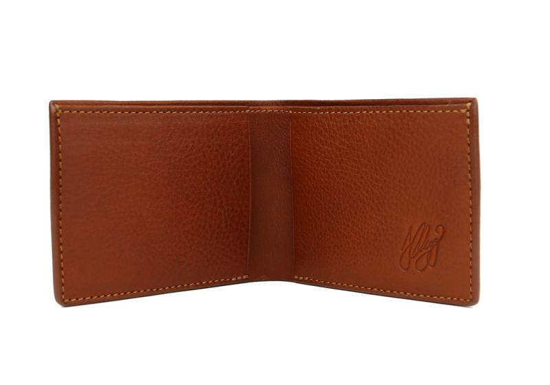 The Slim Wallet -Cognac in smooth tumbled leather