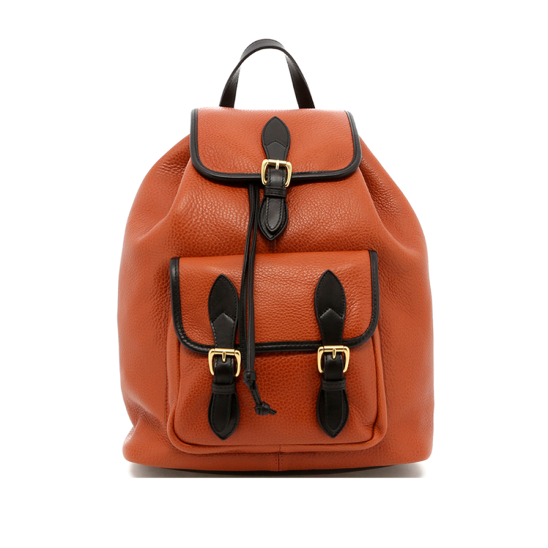 Classic Backpack - Cognac/Black - Pebbled in 