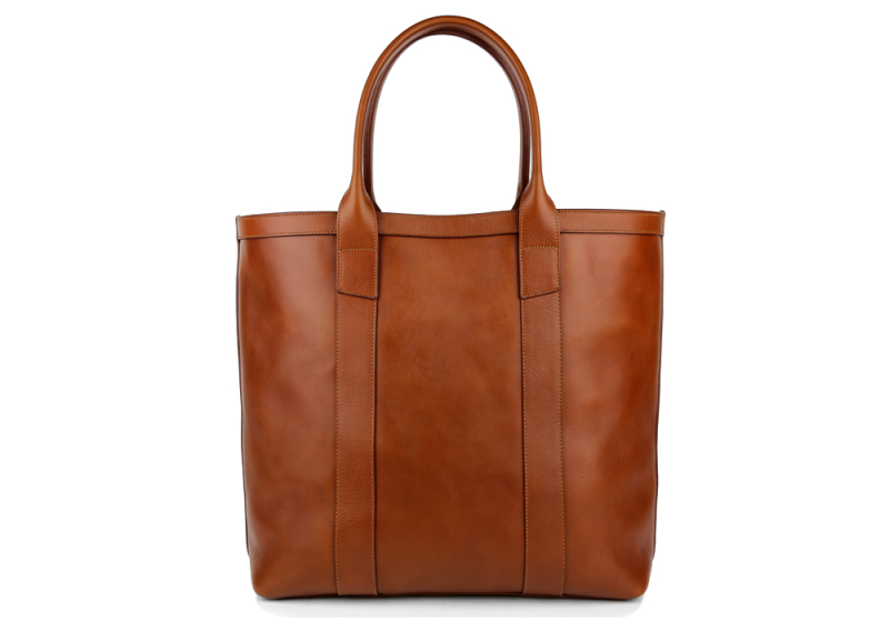 Tall Tote -Cognac-Unlined in smooth tumbled leather