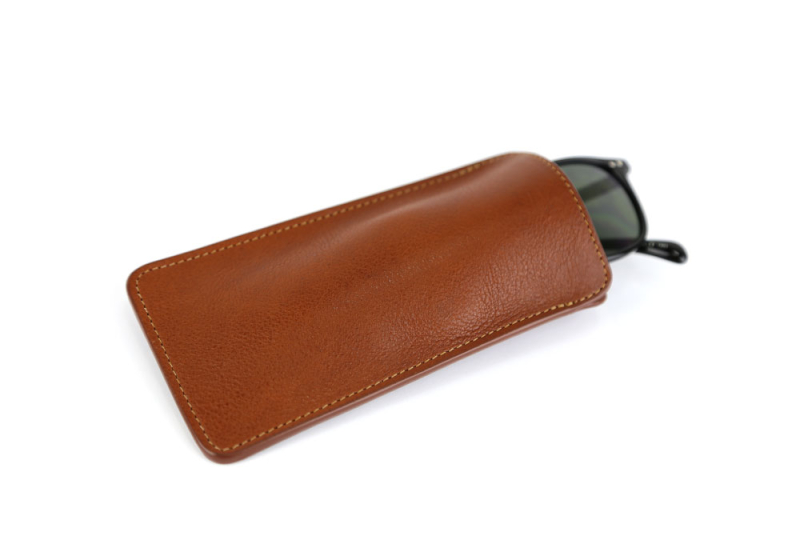 Eye Glass Case-Cognac in smooth tumbled leather
