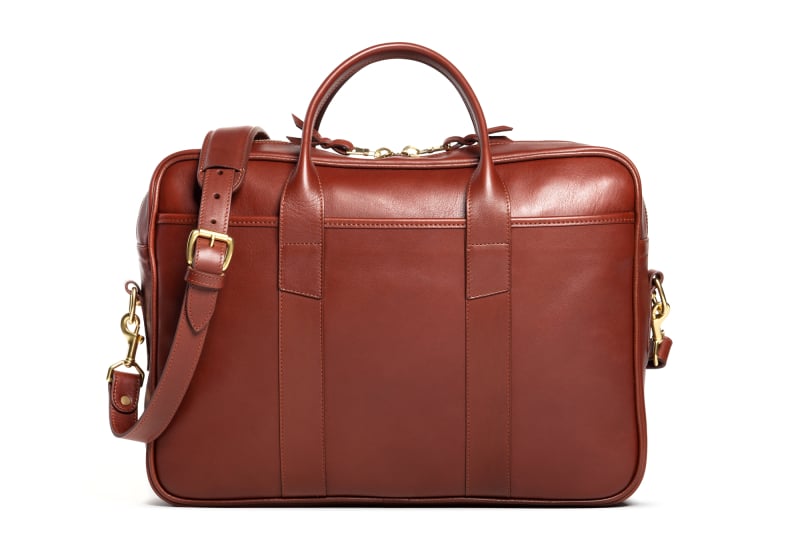 Commuter Briefcase-Chestnut in smooth tumbled leather