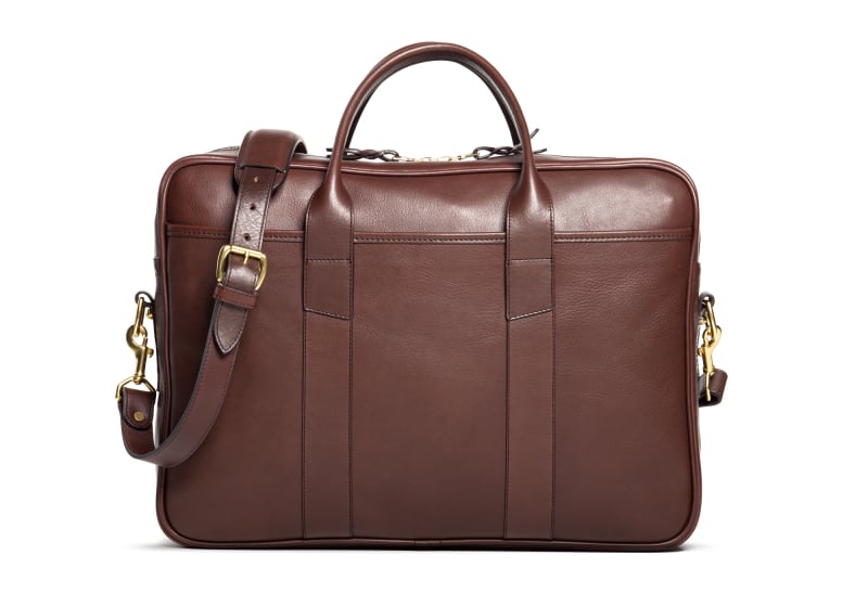 Commuter Briefcase-Chocolate in smooth tumbled leather