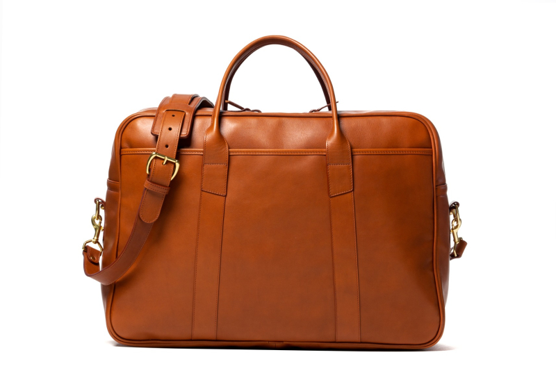 Commuter Duffle-Cognac in smooth tumbled leather