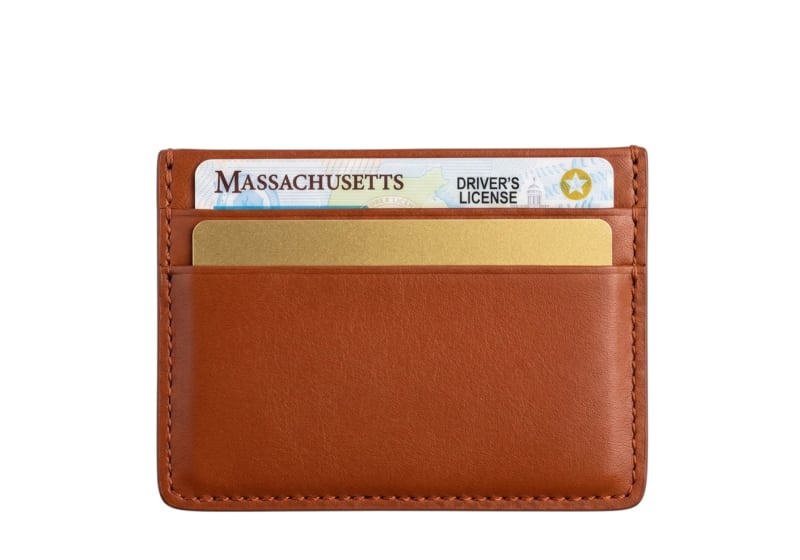 Double Mini Card Wallet-Cognac in smooth tumbled leather