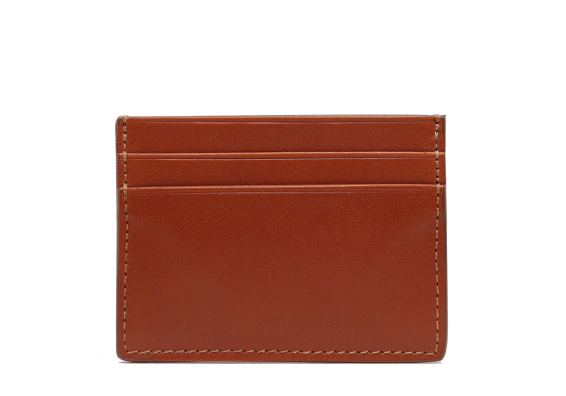Double Mini Card Wallet-Cognac in smooth tumbled leather