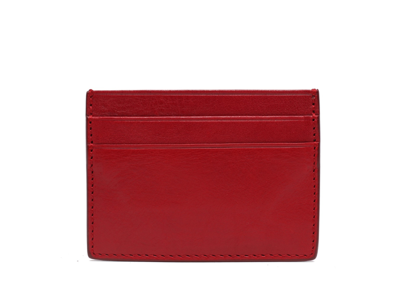 Double Mini Card Wallet-Red in smooth tumbled leather