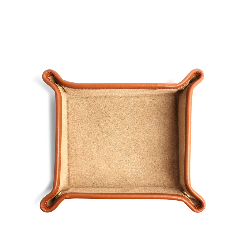 Suede Valet Tray-Sand/Cognac in suede