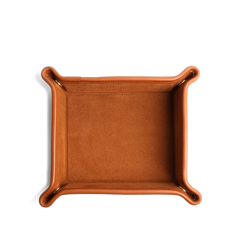 Suede Valet Tray-Tobacco in suede
