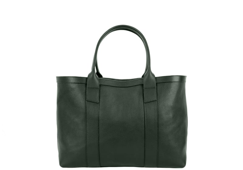 Small Working Tote-Green-Unlined in smooth tumbled leather