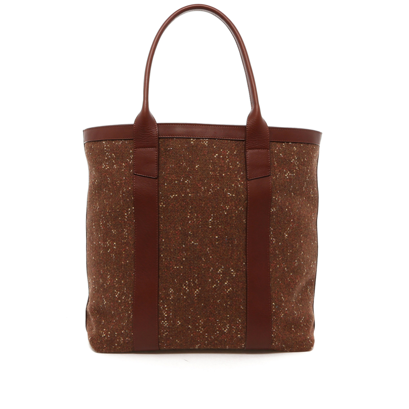 Tall Tote - Fox Tweed/Chestnut Trim - Sunbrella Tweed in 