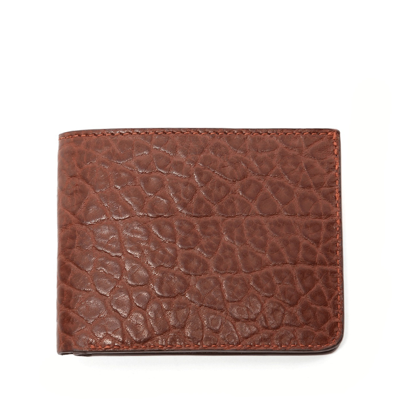 Shrunken Grain Leather Wallet-Chestnut in shrunken grain leather