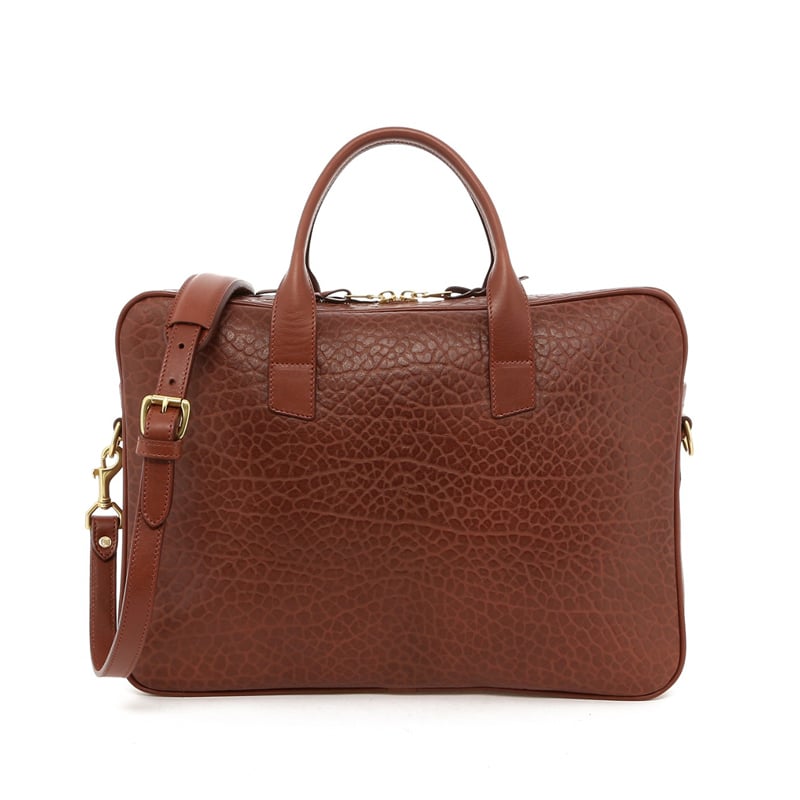 Computer Briefcase-Chestnut in shrunken grain leather