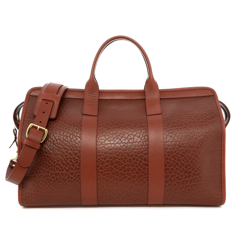 Signature Travel Duffle -Chestnut in shrunken grain leather
