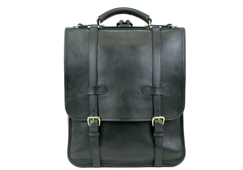 English Backpack-Green in smooth tumbled leather