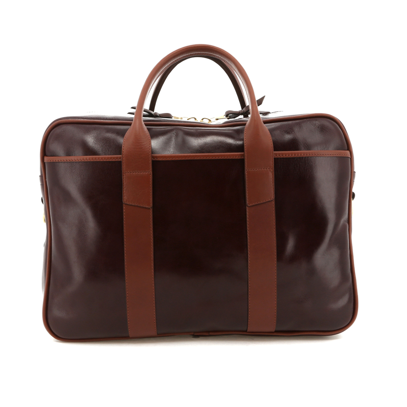 Commuter Briefcase - Glossy Maroon / Chestnut Trim in 
