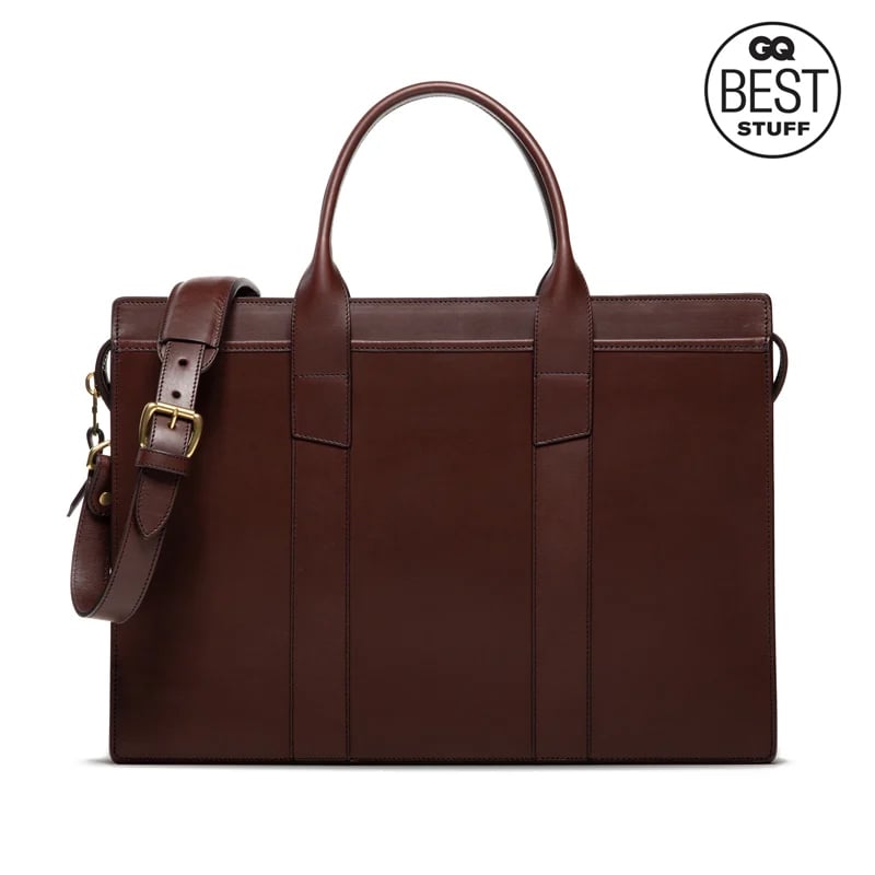 Zip-Top Briefcase in harness belting leather