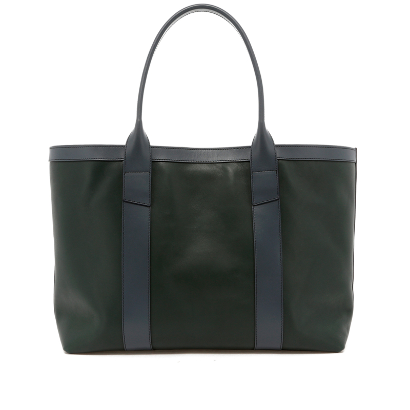Large Working Tote - Green/Battleship Grey Trim - Tumbled in 