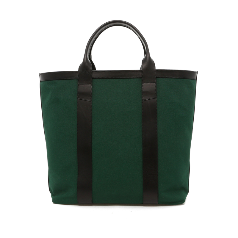 Tall Tote - Green Canvas / Black Trim - Zipper Top - Shorter Handles in 