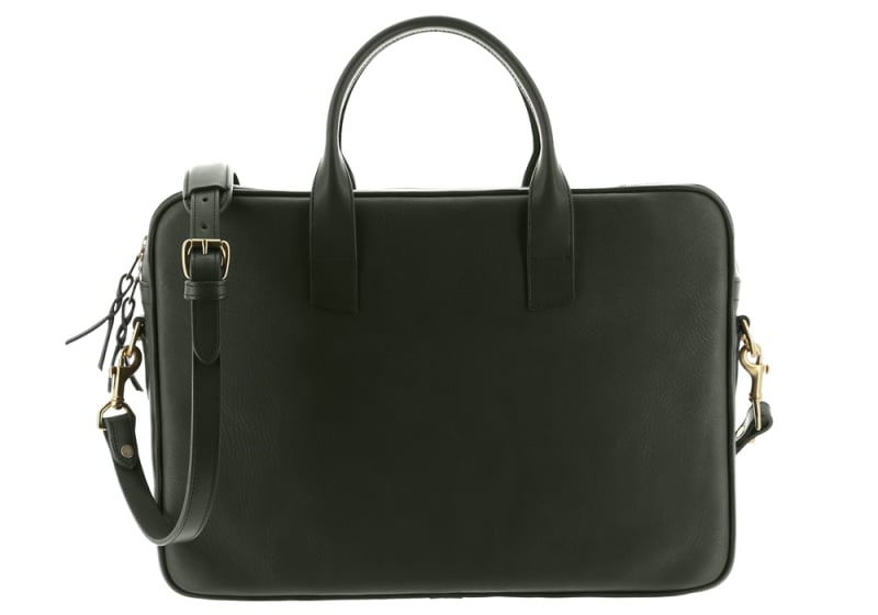 Computer Briefcase-Green in smooth tumbled leather