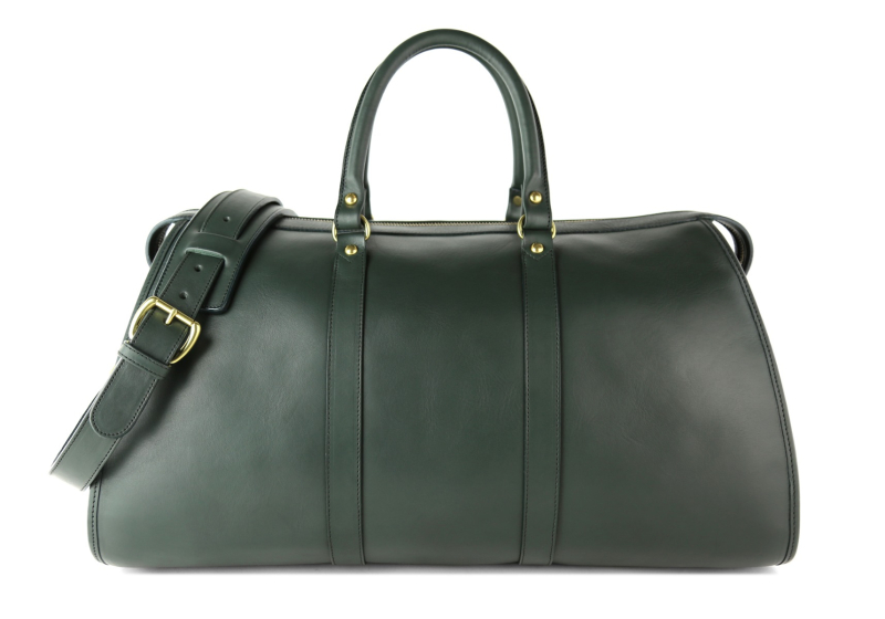 Hampton Travel Duffle -Green in smooth tumbled leather