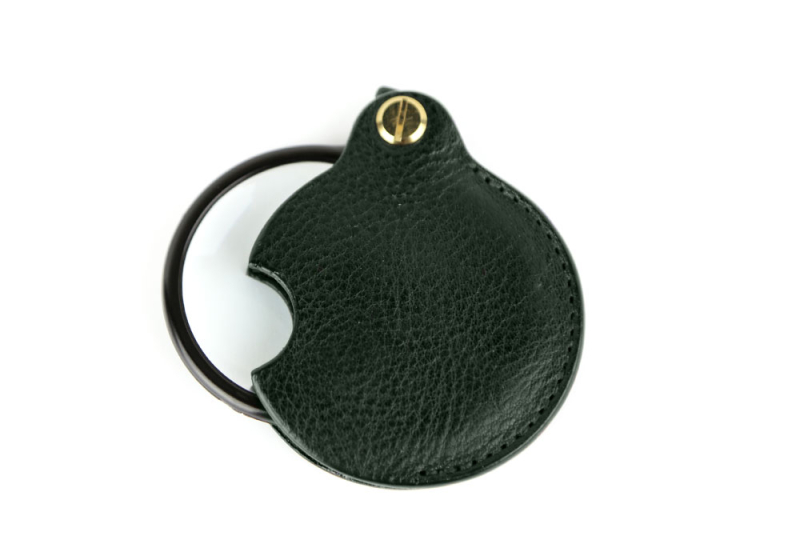 Pocket Magnifying Glass-Green in smooth tumbled leather