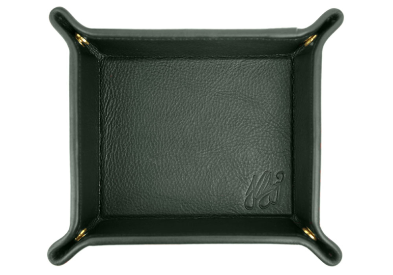 VALET TRAY-Green in smooth tumbled leather