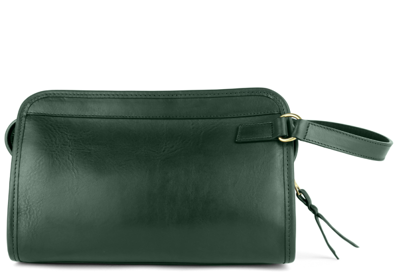 Travel Kit - Small -Green in smooth tumbled leather